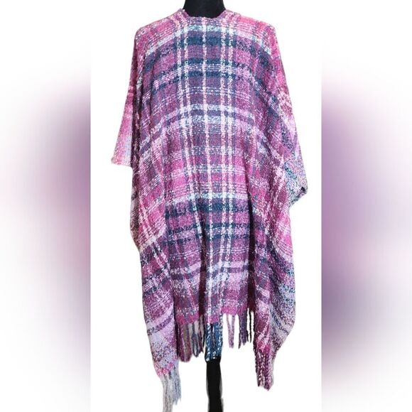 VINTAGE Woolrich Soft‎ Tweed Wrap Mauve Purple Pink OSFA - Picture 5 of 6